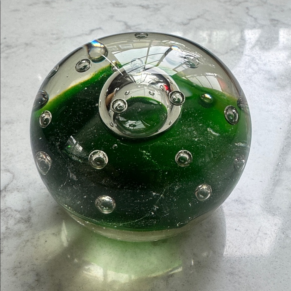 Vintage Green Handblown Glass Art Piece